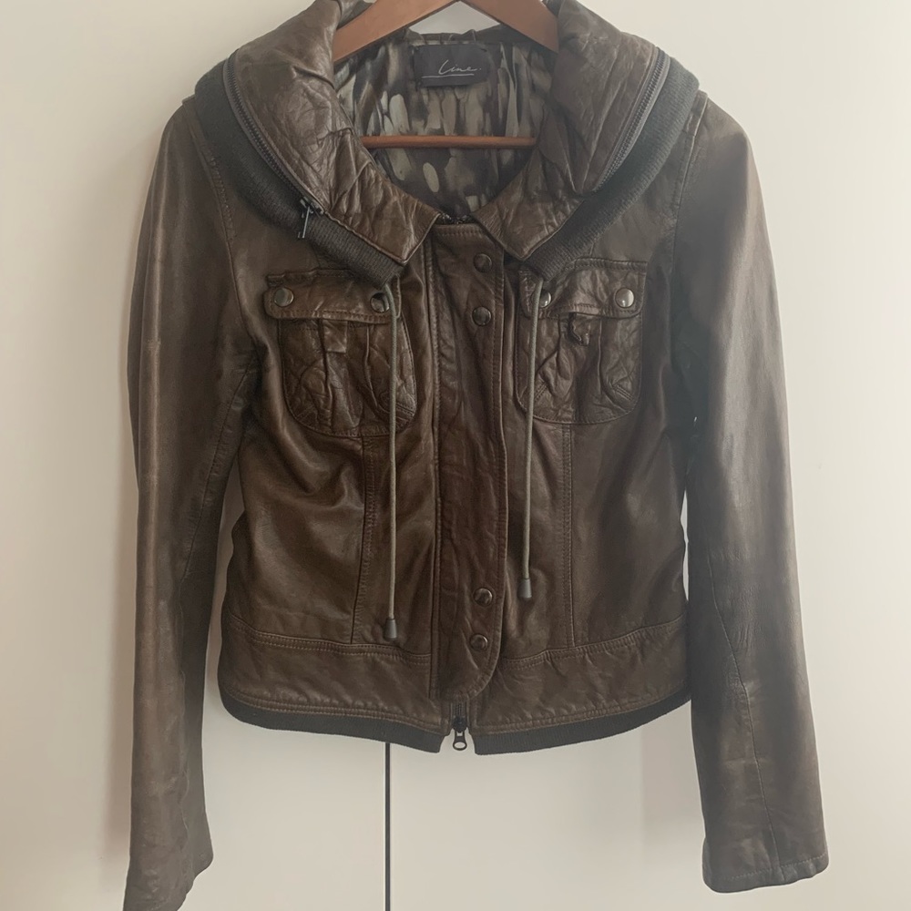 Pre-owned, authentic, leather, Line the Label, designer jacket size small
